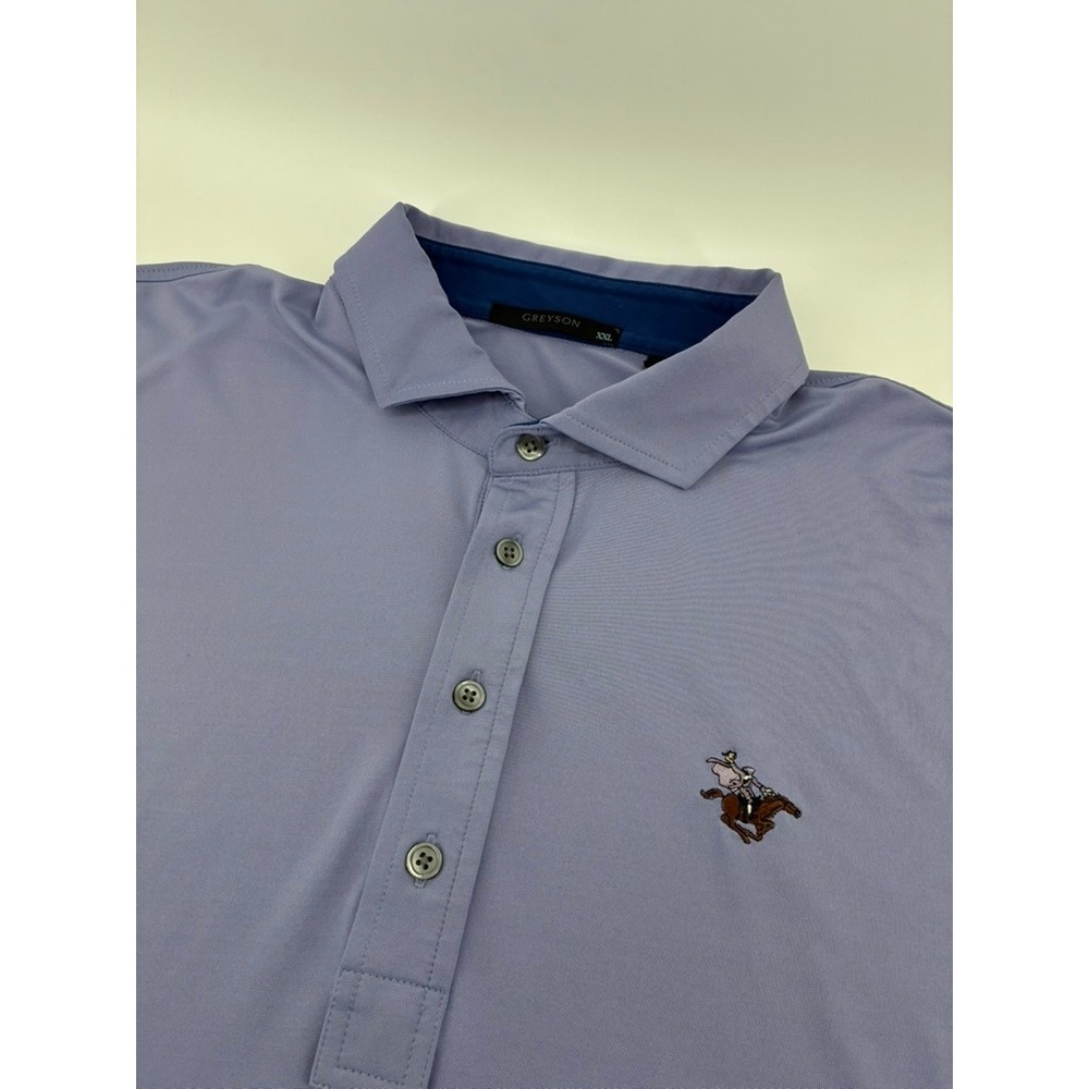 Greyson Clothiers Mens XXL Purple Horse Wolf Polo Shirt Short Sleeve Golf Top